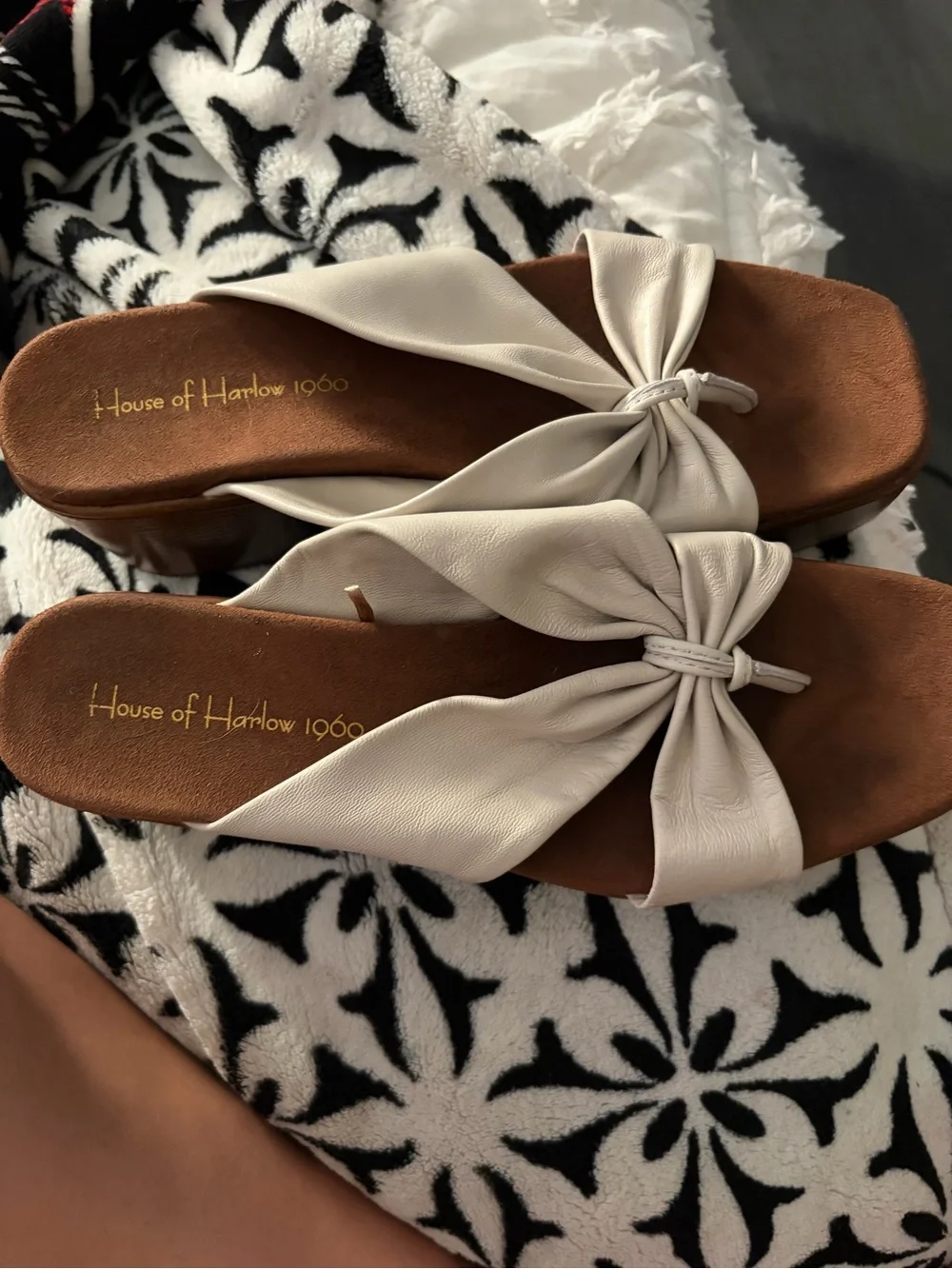 House of Harlow 1960 Cream Knot Platform Sandals